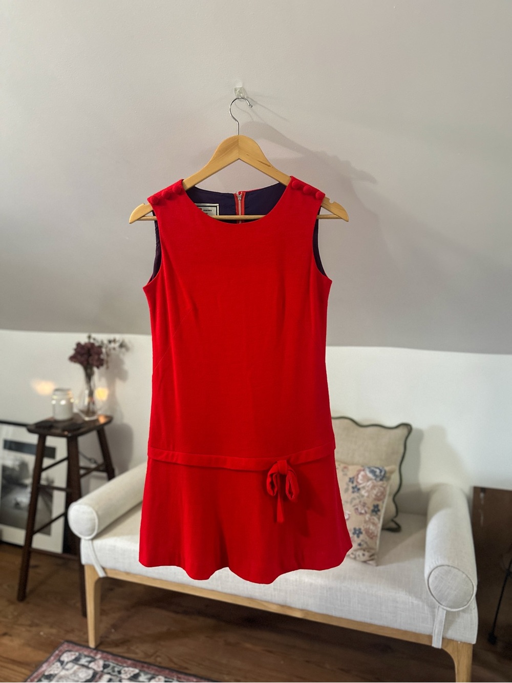 Vintage 60s 70s E.D. Juniors San Francisco Red Mod Mini Dress Sleeveless